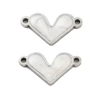304 Stainless Steel White Enamel Connector Charms