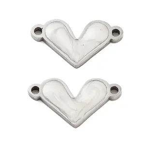 304 Stainless Steel White Enamel Connector Charms
