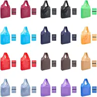 20Pcs 12 Colors Reusable Polyester Supermarket Shopping Tote Bags