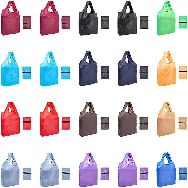 20Pcs 12 Colors Reusable Polyester Supermarket Shopping Tote Bags