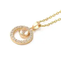 Brass Micro Pave Cubic Zirconia Pendant Necklaces for Women