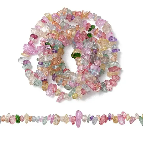 Baking Paint Crackle Glass Beads Strands