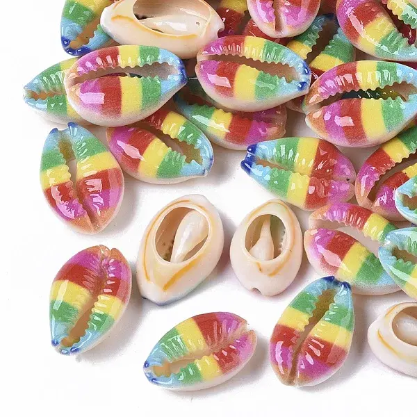 Printed Natural Cowrie Shell Beads