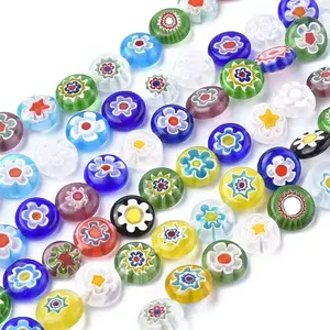 Flat Round Handmade Millefiori Glass Beads