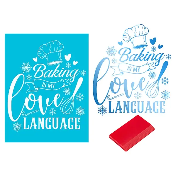 1 Sheet Baking Theme Pattern Self-Adhesive Silk Screen Printing Stencil