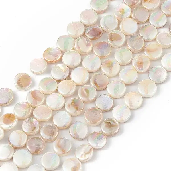 Electroplated Natural Freshwater Shell Beads Strands
