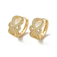 Brass Micro Pave Cubic Zirconia Hoop Earring