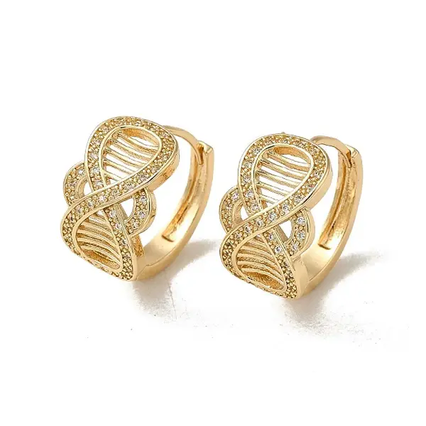 Brass Micro Pave Cubic Zirconia Hoop Earring