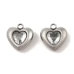 304 Stainless Steel Micro Pave Cubic Zirconia Charms