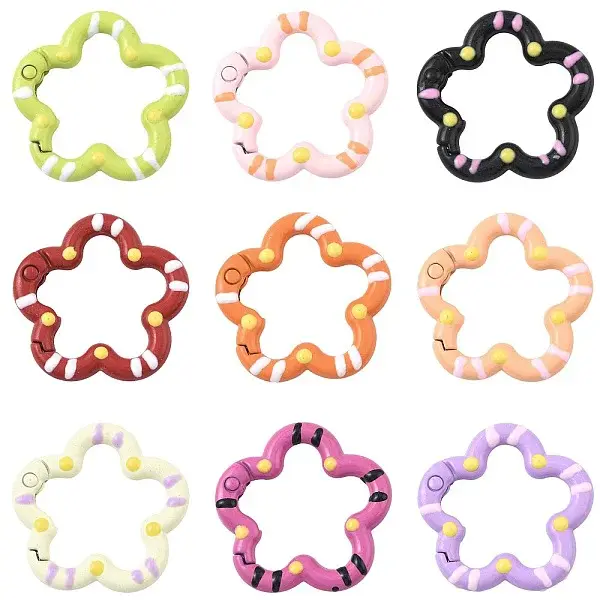 14Pcs Spray Painted Alloy Spring Gate Rings