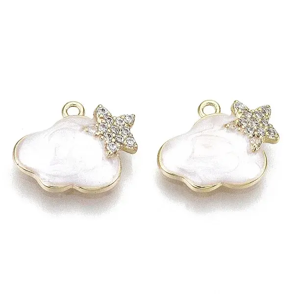 Brass Micro Pave Cubic Clear Zirconia Charms