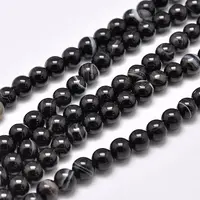 Natural Black Agate Bead Strands