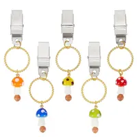 Handmade Mushroom Lampwork & Wood Beaded Credit Card Clip Puller