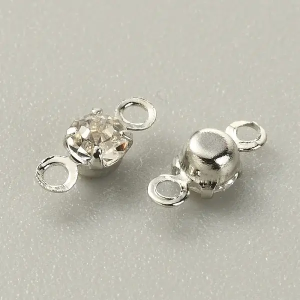 Brass Clear Cubic Zirconia Connector Charms