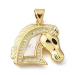 Brass Micro Pave Cubic Zirconia Shell Pendants