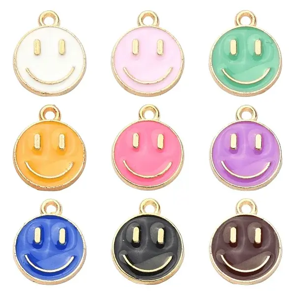 18Pcs 9 Colors Alloy Enamel Charms