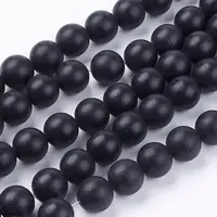 Natural Black Stone Bead Strands