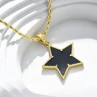 Brass Enamel Star Pendant Necklaces for Women