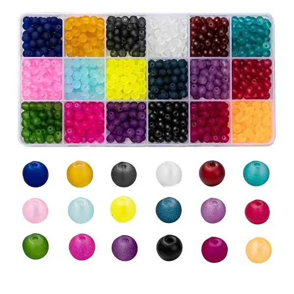 18 Colors Transparent Glass Beads