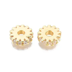 Brass Pave Cubic Zirconia Beads