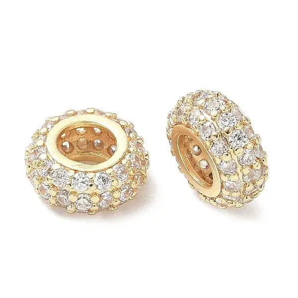 Brass Micro Pave Cubic Zirconia European Beads