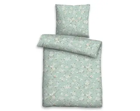 Obličky Ella, bavlnený satén, zelené kvetované%