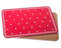 Korkové prestieranie (2 ks) 29x21 cm, červené s bodkami%