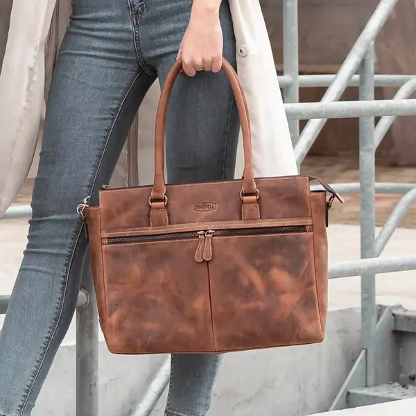 Dámská kožená kabelka na notebook Sparwell Bardot - koňak