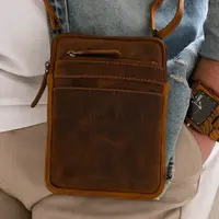 Kožená taška na mobil a doklady Greenwood Monaco - hnědá