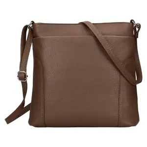 Dámska kožená crossbody kabelka Italia Emma - tmavo hnedá