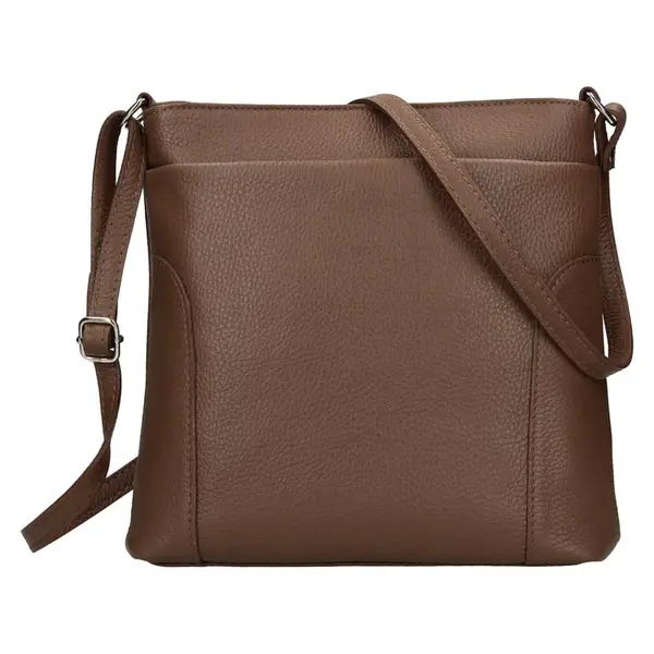 Dámska kožená crossbody kabelka Italia Emma - tmavo hnedá