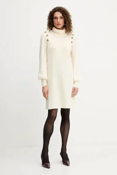 Vlněné šaty Luisa Spagnoli béžová barva, mini, 100056