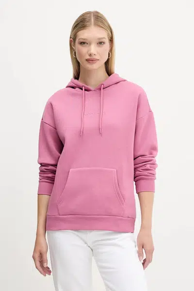 Mikina Desigual BASIC dámská, růžová barva, s kapucí, hladká, 25WWSK13