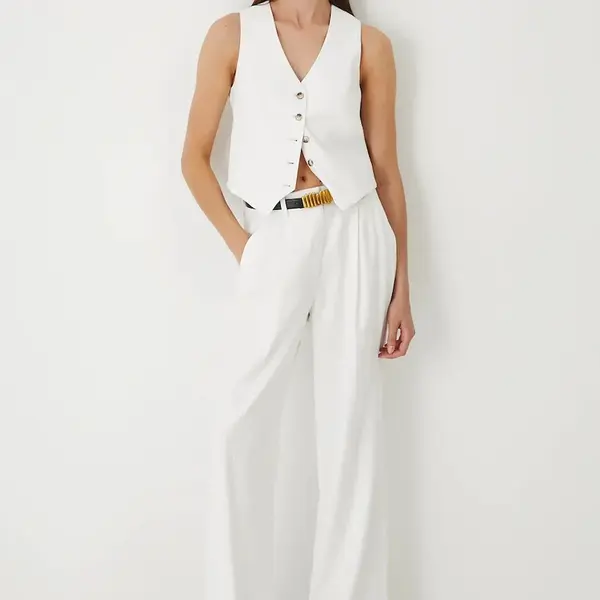 Kalhoty Medicine dámské, bílá barva, široké, high waist