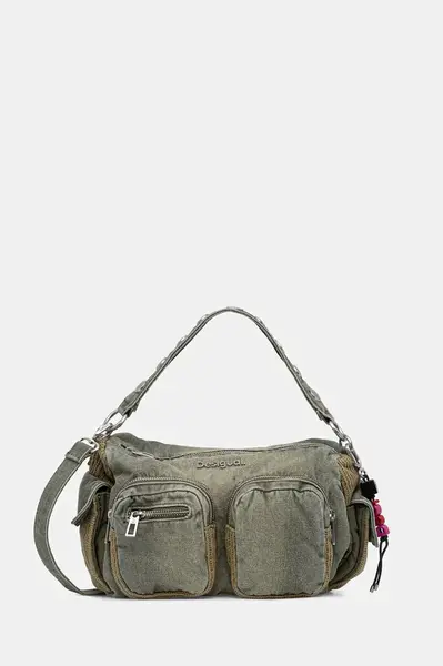 Džínová taška Desigual BRAVO HYBRID DENIM HAB zelená barva, 25WAXD03