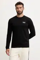 Tričko s dlouhým rukávem EA7 Emporio Armani černá barva, s potiskem, PJVQZ.8NPT28
