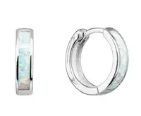 Evolution Group - Pavona Slušivé kruhové náušnice s bílými syntetickými opály 11402.1