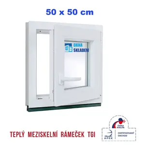 Plastové okno | 50 x 50 cm (500 x 500 mm) | bílé |otevíravé i sklopné | pravé