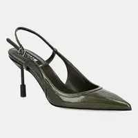 Kožené lodičky MSGM zelená barva, 3941MDS931 818