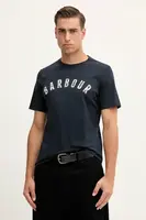 Bavlněné tričko Barbour BOUGHS pánské, tmavomodrá barva, s potiskem, MTS1509