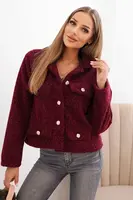 Kesi Włoski Dámská bunda s vlnou a nadýchanou strukturou a ozdobnými knoflíky švestková