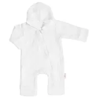Baby Nellys Mušelinový overálek s kapucí, dvouvrstvý, Hand Made, bílý vel.  68