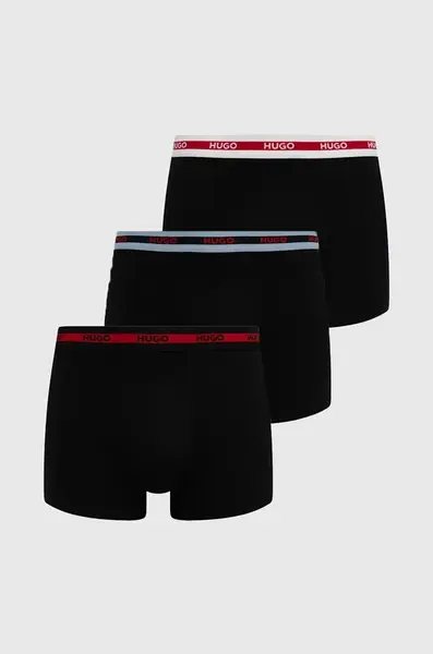 Boxerky HUGO 3-pack pánské, černá barva, 50534694