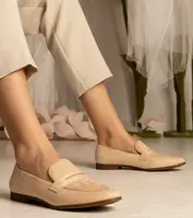 Gemre Beige Women's Classic Loafers Nageri