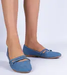 Gemre Blue women's ballet flats made of matte eco-leather Baronna