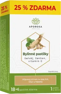 APOROSA Bylinné pastilky šalvěj, ženšen, vitamin C 24 pastilek