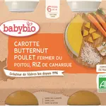 BABYBIO mrkev s máslovou dýní, kuřetem a rýží 2 x 200 g