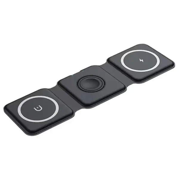 3v1 Magnetická skládací bezdrátová nabíječka, černá