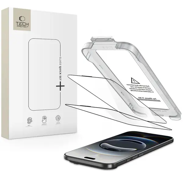 Tech-Protect Tvrzené sklo Quick Set+, iPhone Air, černé, 2 kusy