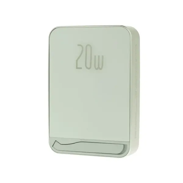 Metal Magsafe bezdrátová Powerbanka se stojánkem, 5000mAh, PD20W, bílá